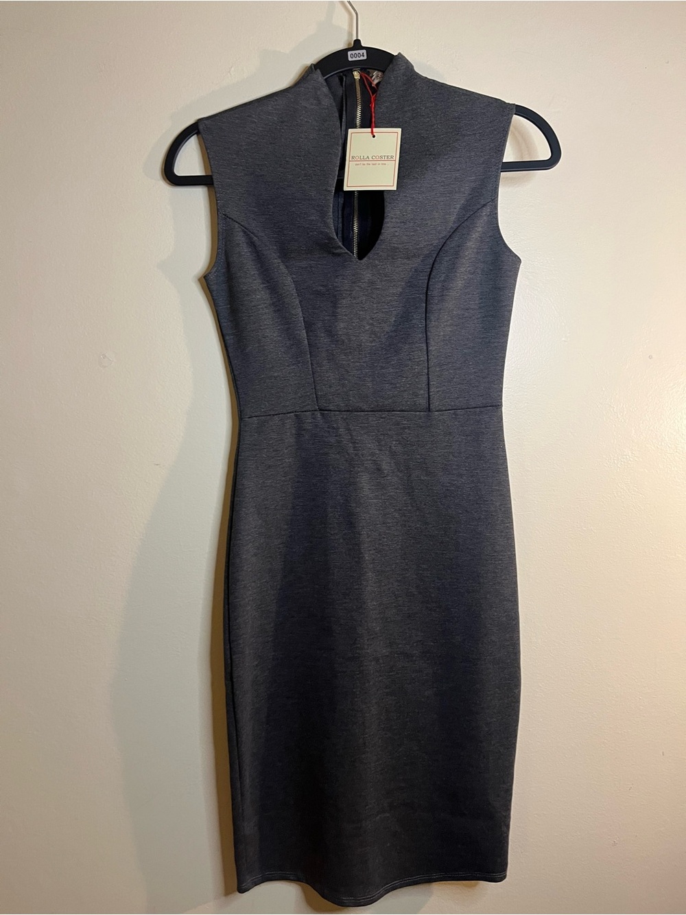 Rolla Coster Sleeveless Keyhole Midi Dress in Charcoal Gray